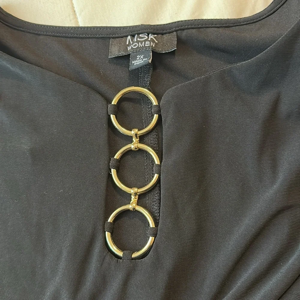 Elegant Black Sleeveless Dress midi 2X - Picture 3 of 3